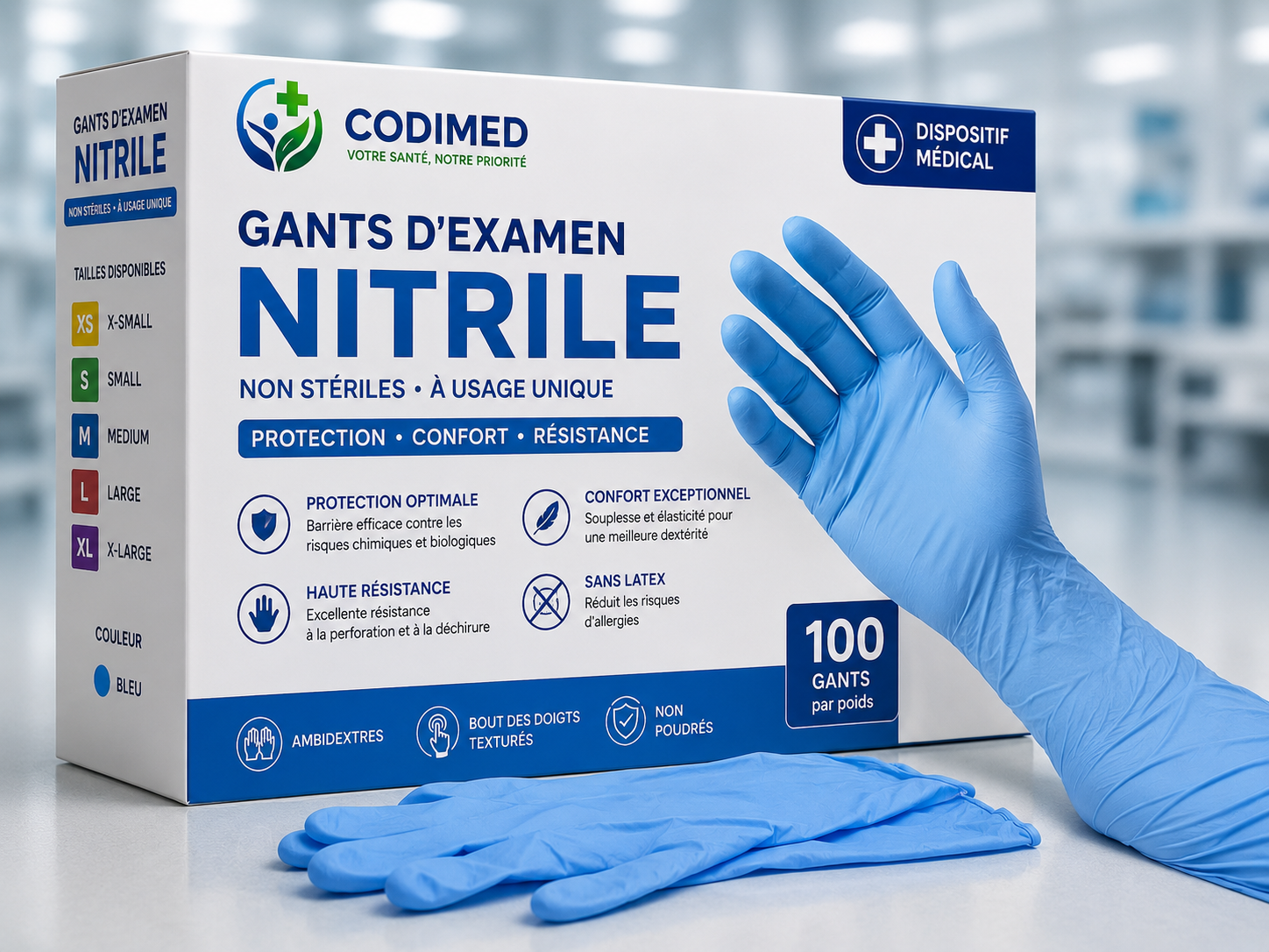Gants d'examen nitrile